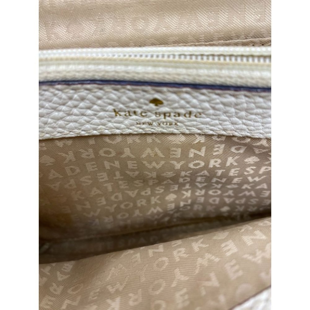 Kate Spade White Tan Fabric Crossbody Bag - Picture 8 of 9